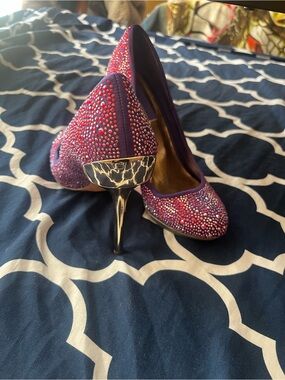 BCBGMaxAzria Purple Crystal Embellished Pumps